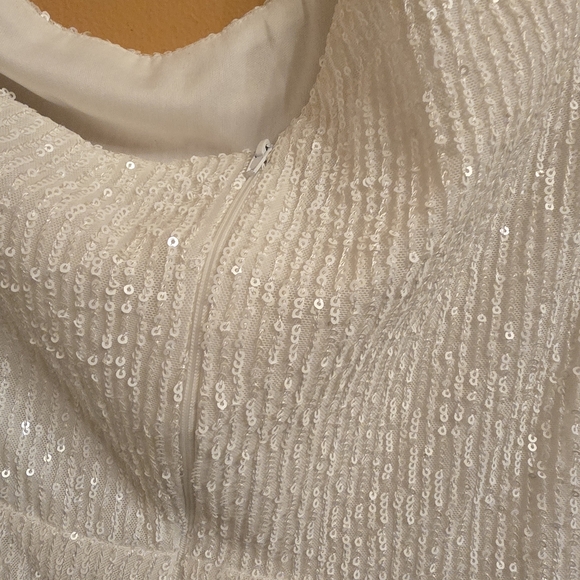 B Darlin One Shoulder White Sequin Dress - Picture 5 of 6